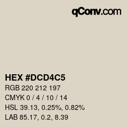 カラーコード: HEX #DCD4C5 | qconv.com