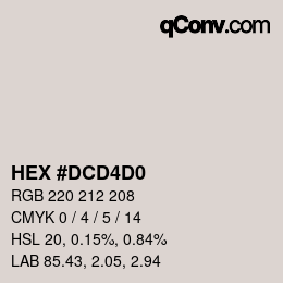 Color code: HEX #DCD4D0 | qconv.com