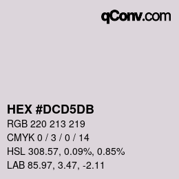颜色代码: HEX #DCD5DB | qconv.com
