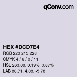 Color code: HEX #DCD7E4 | qconv.com