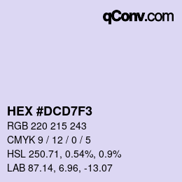 Color code: HEX #DCD7F3 | qconv.com