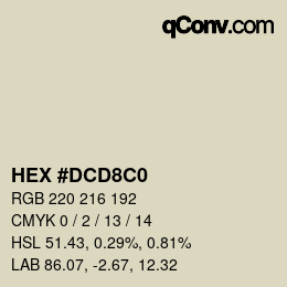 Color code: HEX #DCD8C0 | qconv.com