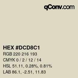 颜色代码: HEX #DCD8C1 | qconv.com