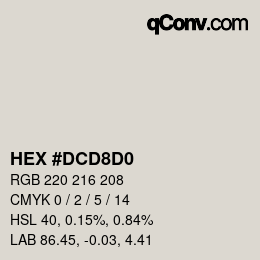 Color code: HEX #DCD8D0 | qconv.com