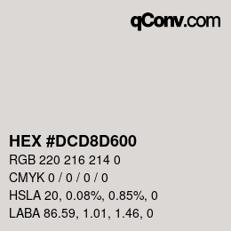 Farbcode: HEX #DCD8D600 | qconv.com