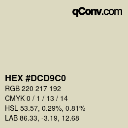 Farbcode: HEX #DCD9C0 | qconv.com