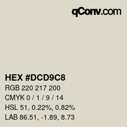 カラーコード: HEX #DCD9C8 | qconv.com