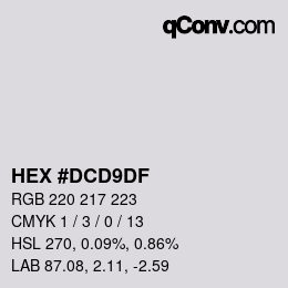 Color code: HEX #DCD9DF | qconv.com