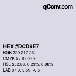 颜色代码: HEX #DCD9E7 | qconv.com