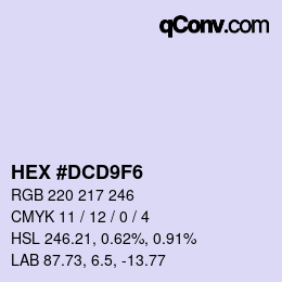 Color code: HEX #DCD9F6 | qconv.com