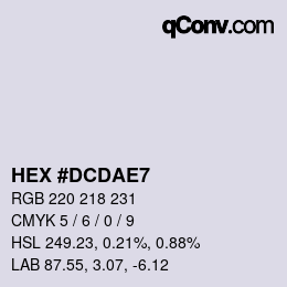 Color code: HEX #DCDAE7 | qconv.com