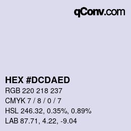 カラーコード: HEX #DCDAED | qconv.com