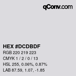 Color code: HEX #DCDBDF | qconv.com