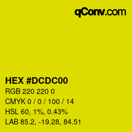 Color code: HEX #DCDC00 | qconv.com