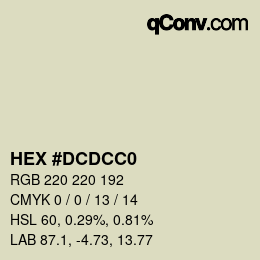 Color code: HEX #DCDCC0 | qconv.com