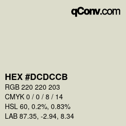 カラーコード: HEX #DCDCCB | qconv.com