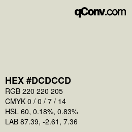 Color code: HEX #DCDCCD | qconv.com