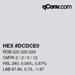 Color code: HEX #DCDCE0 | qconv.com