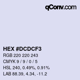 Color code: HEX #DCDCF3 | qconv.com