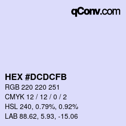 Color code: HEX #DCDCFB | qconv.com