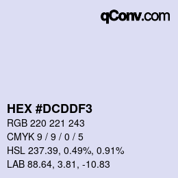 Color code: HEX #DCDDF3 | qconv.com