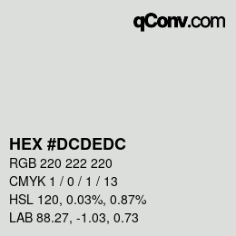 カラーコード: HEX #DCDEDC | qconv.com