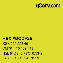 Color code: HEX #DCDF2E | qconv.com