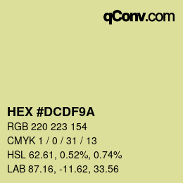 Color code: HEX #DCDF9A | qconv.com