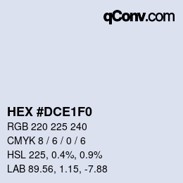 カラーコード: HEX #dce1f0 | qconv.com