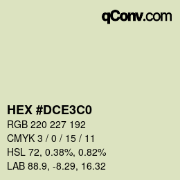 Color code: HEX #DCE3C0 | qconv.com