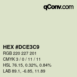 Color code: HEX #DCE3C9 | qconv.com