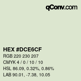Color code: HEX #DCE6CF | qconv.com