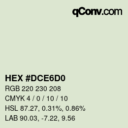 Color code: HEX #DCE6D0 | qconv.com