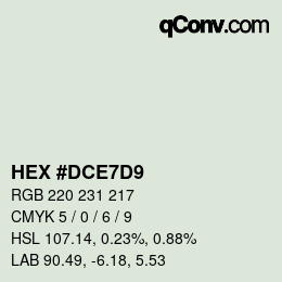 Color code: HEX #DCE7D9 | qconv.com