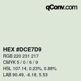 カラーコード: HEX #DCE7D9 | qconv.com