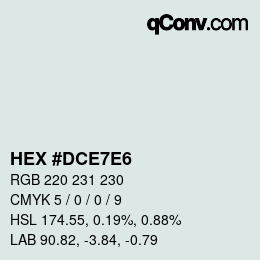Color code: HEX #DCE7E6 | qconv.com