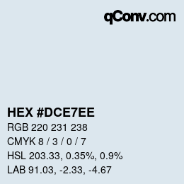 Color code: HEX #DCE7EE | qconv.com