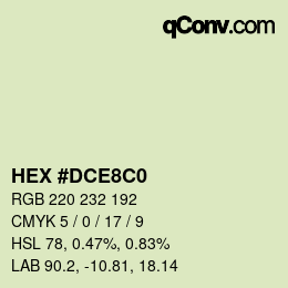 Color code: HEX #DCE8C0 | qconv.com
