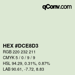 Color code: HEX #DCE8D3 | qconv.com