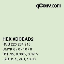 Farbcode: HEX #DCEAD2 | qconv.com