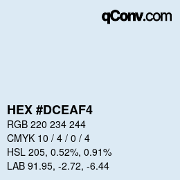 Color code: HEX #DCEAF4 | qconv.com