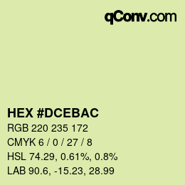 カラーコード: HEX #DCEBAC | qconv.com