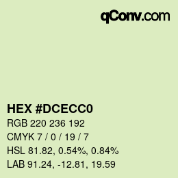 カラーコード: HEX #DCECC0 | qconv.com