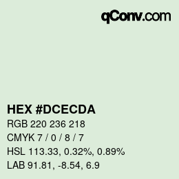 颜色代码: HEX #DCECDA | qconv.com