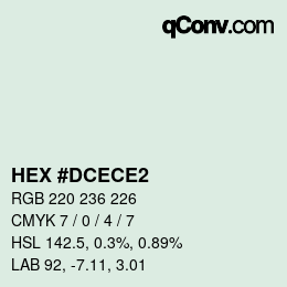 Color code: HEX #DCECE2 | qconv.com