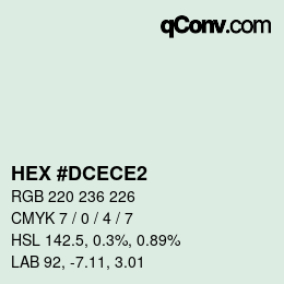 カラーコード: HEX #DCECE2 | qconv.com