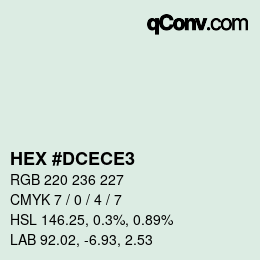 Color code: HEX #DCECE3 | qconv.com