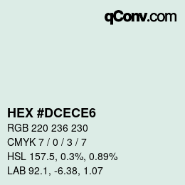 Color code: HEX #DCECE6 | qconv.com