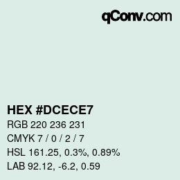 カラーコード: HEX #DCECE7 | qconv.com
