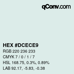 Color code: HEX #DCECE9 | qconv.com